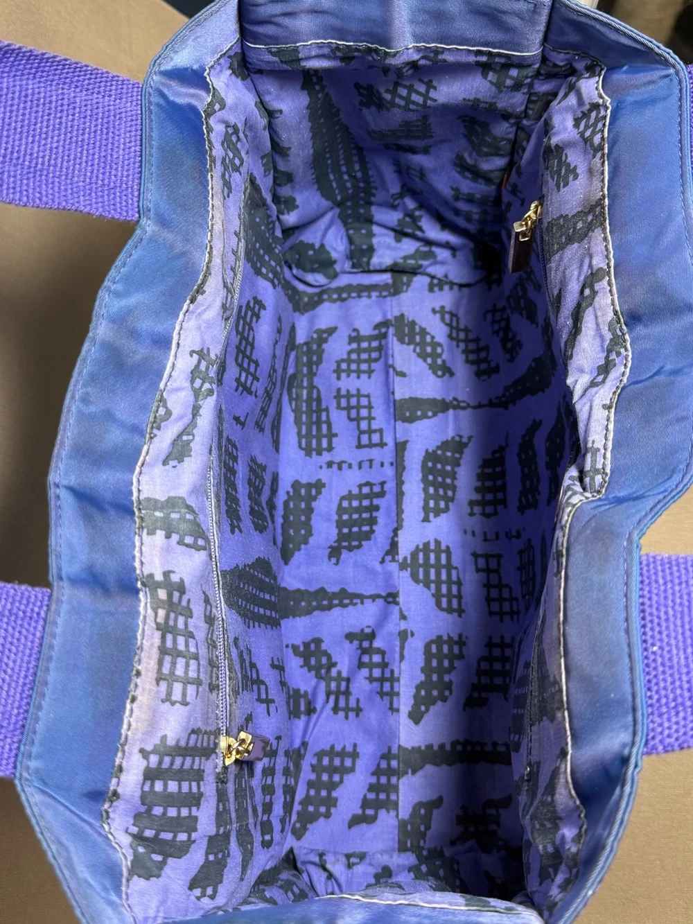 Tory Burch Purple with Blue Hue Nylon Logo Tote